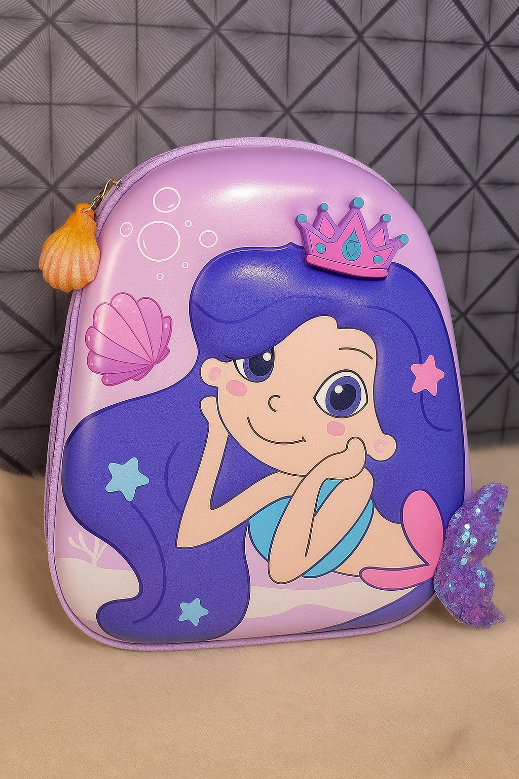 Kids Mermaid Backpack – Hard Shell Cartoon School Bag with 3D Tail & Cute Ocean Design