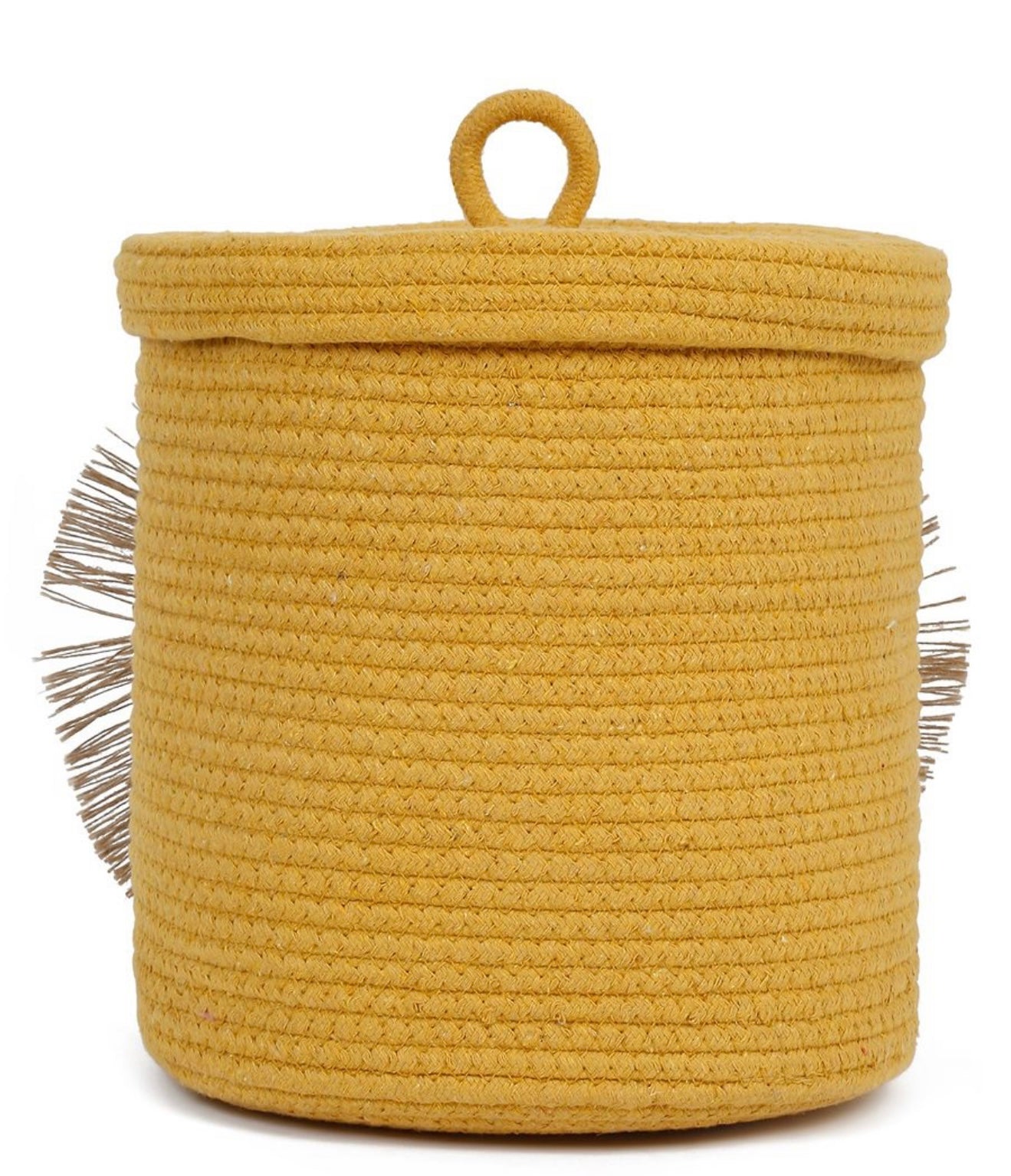 Lion Face Storage Basket with Lid – Woven Cotton Rope Kids Laundry & Toy Organizer