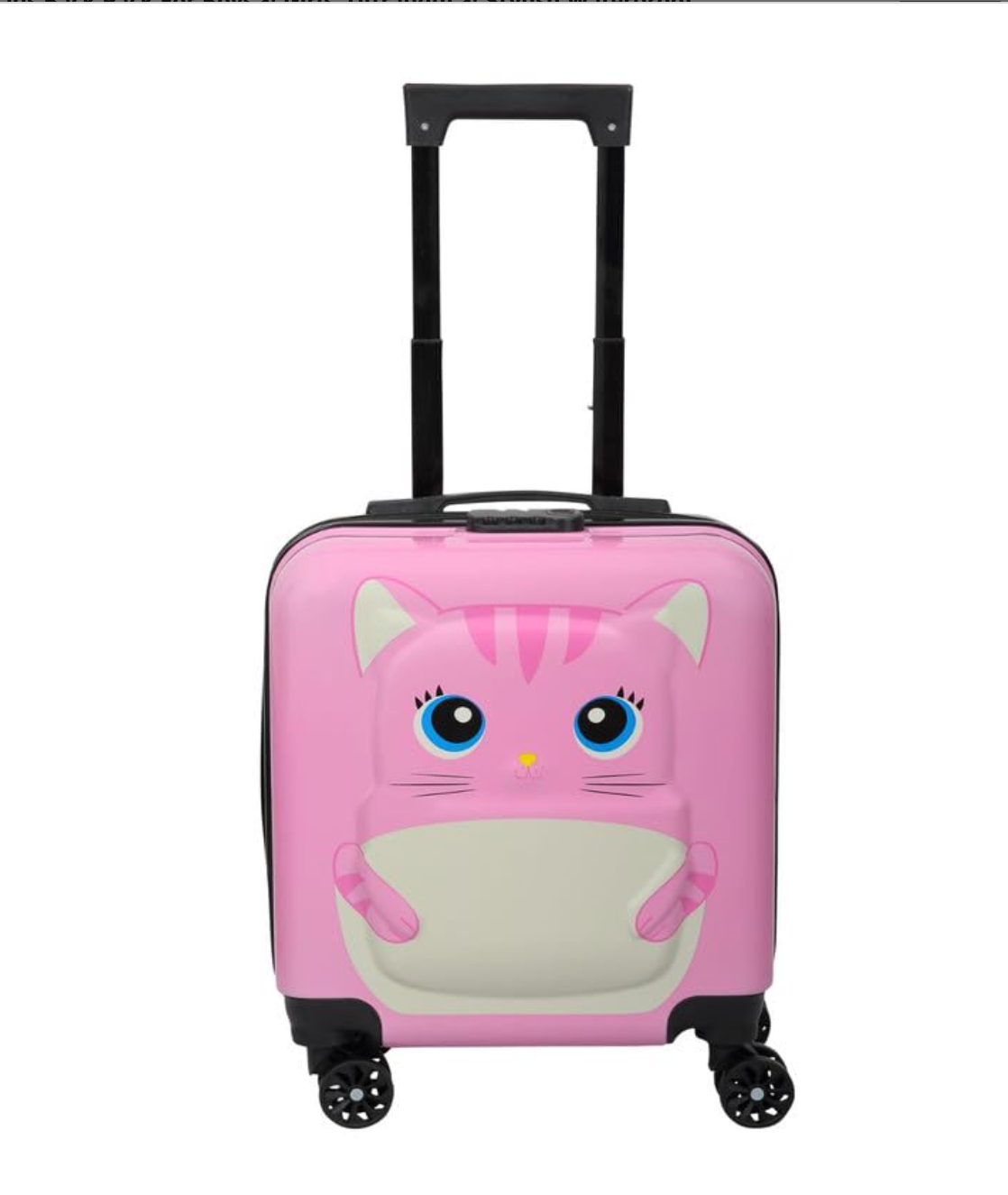 Kids Kitty Trolley Suitcase – Lightweight Hard Shell Cabin Luggage with Spinner Wheels