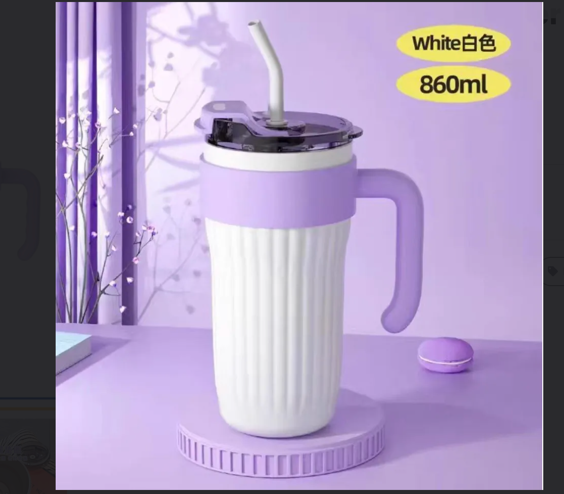 Sipper With Straw (White And Purple)