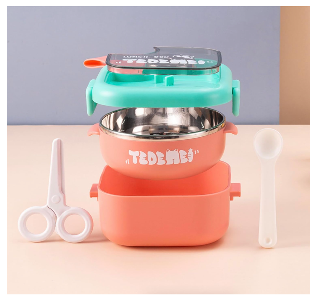 Mini Lunch Box With Bowl, Spoon and Scissors