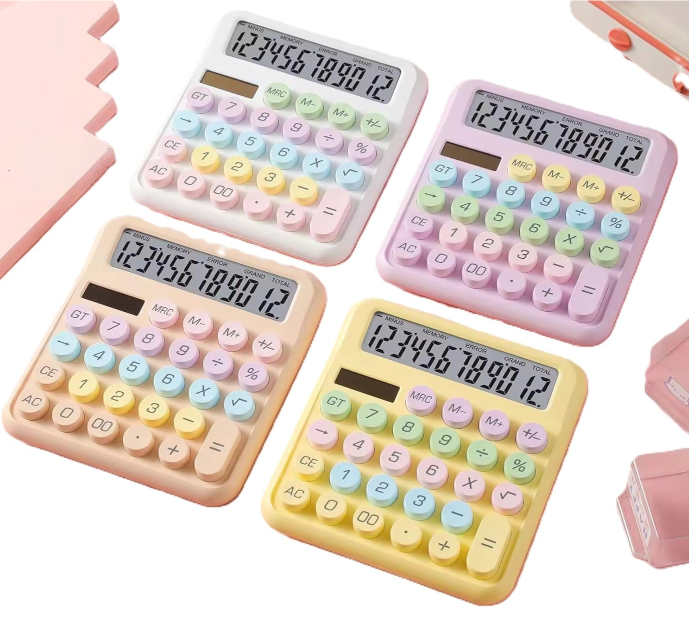 12 Digit Extra Large 5-Inch LCD Display Pastel Calculator