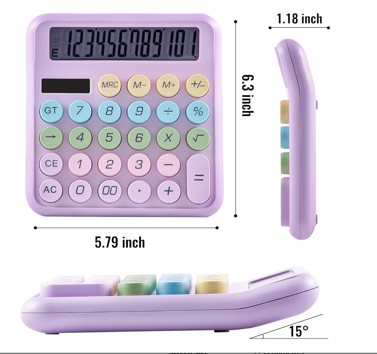 12 Digit Extra Large 5-Inch LCD Display Pastel Calculator