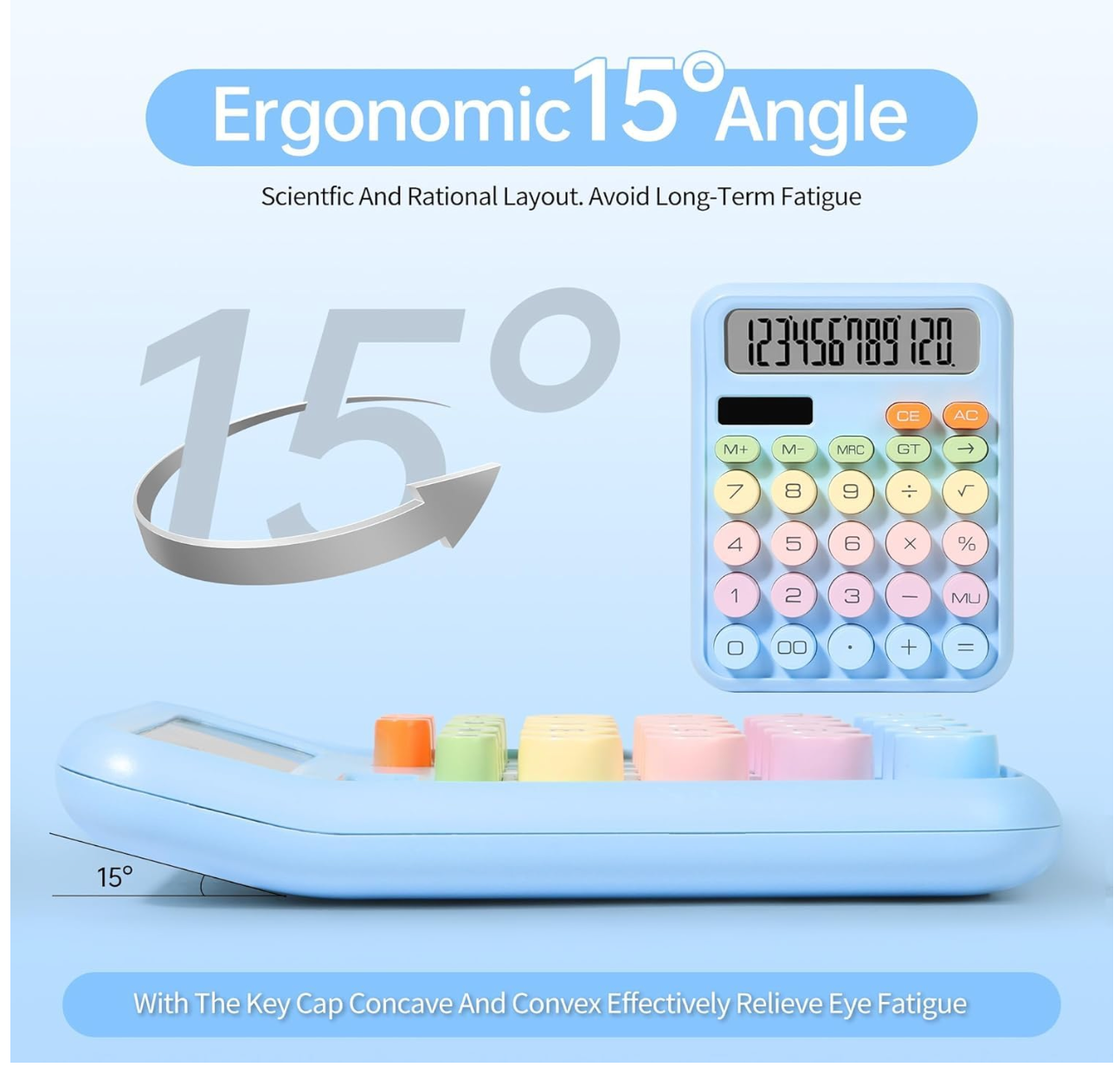 12 Digit Large LCD Display Pastel Calculator