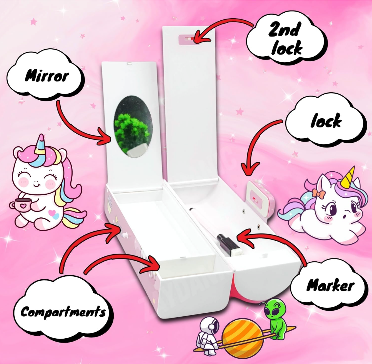 Unicorn Pencil Box With Lock