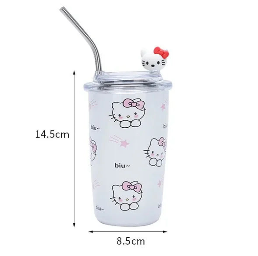 Kuromi Stainless Steel Sipper With Lid And Straw