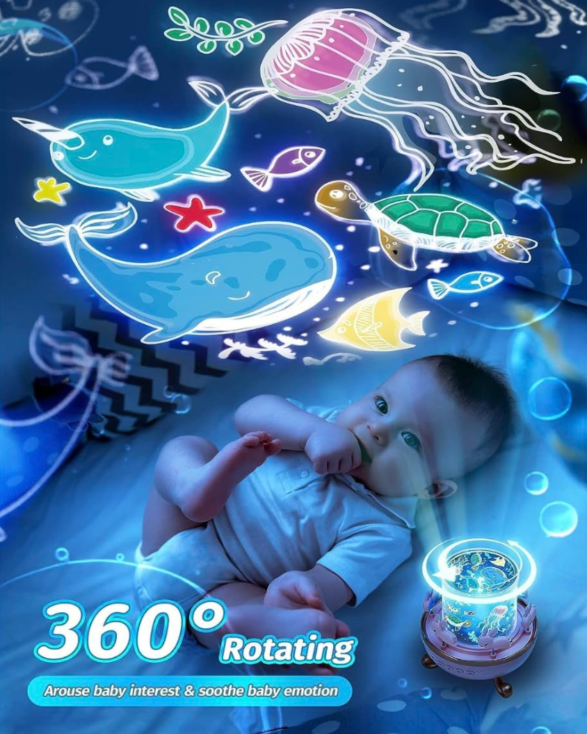 Musical Carousel Night Light Projector with Rotating Bunny Figures