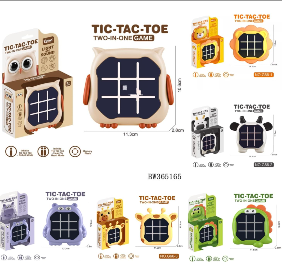 Animal-Themed 2-in-1 Tic Tac Toe and Memory Flash Game (Theme May Differ)