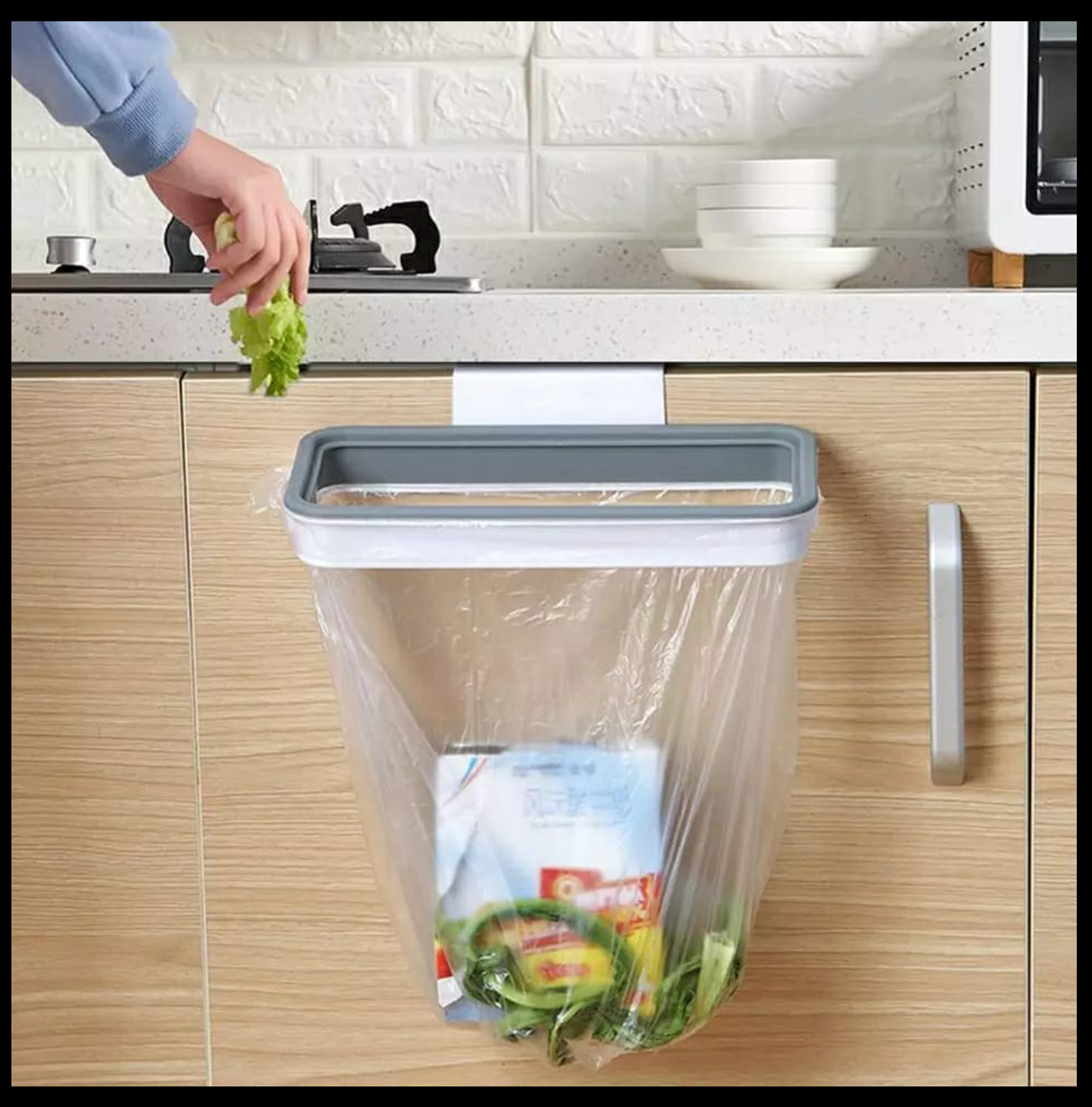 TMDA Plastic Hanging Trash Bag Holder Rubbish Bin(WhiteColour, 1 pc)