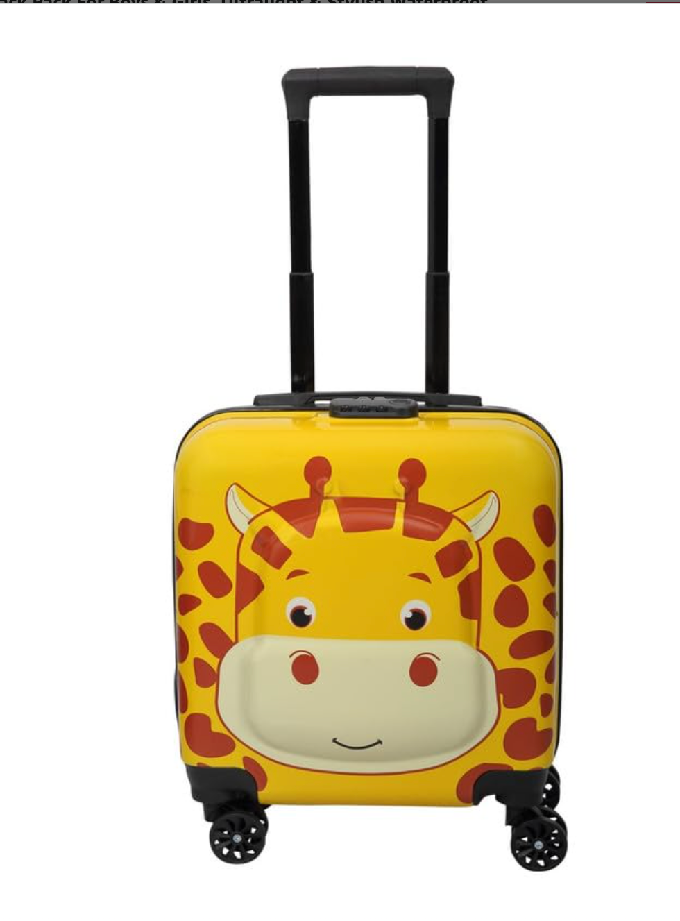 Kids Giraffe Trolley Suitcase – Lightweight Hard Shell Cabin Luggage with Spinner Wheels