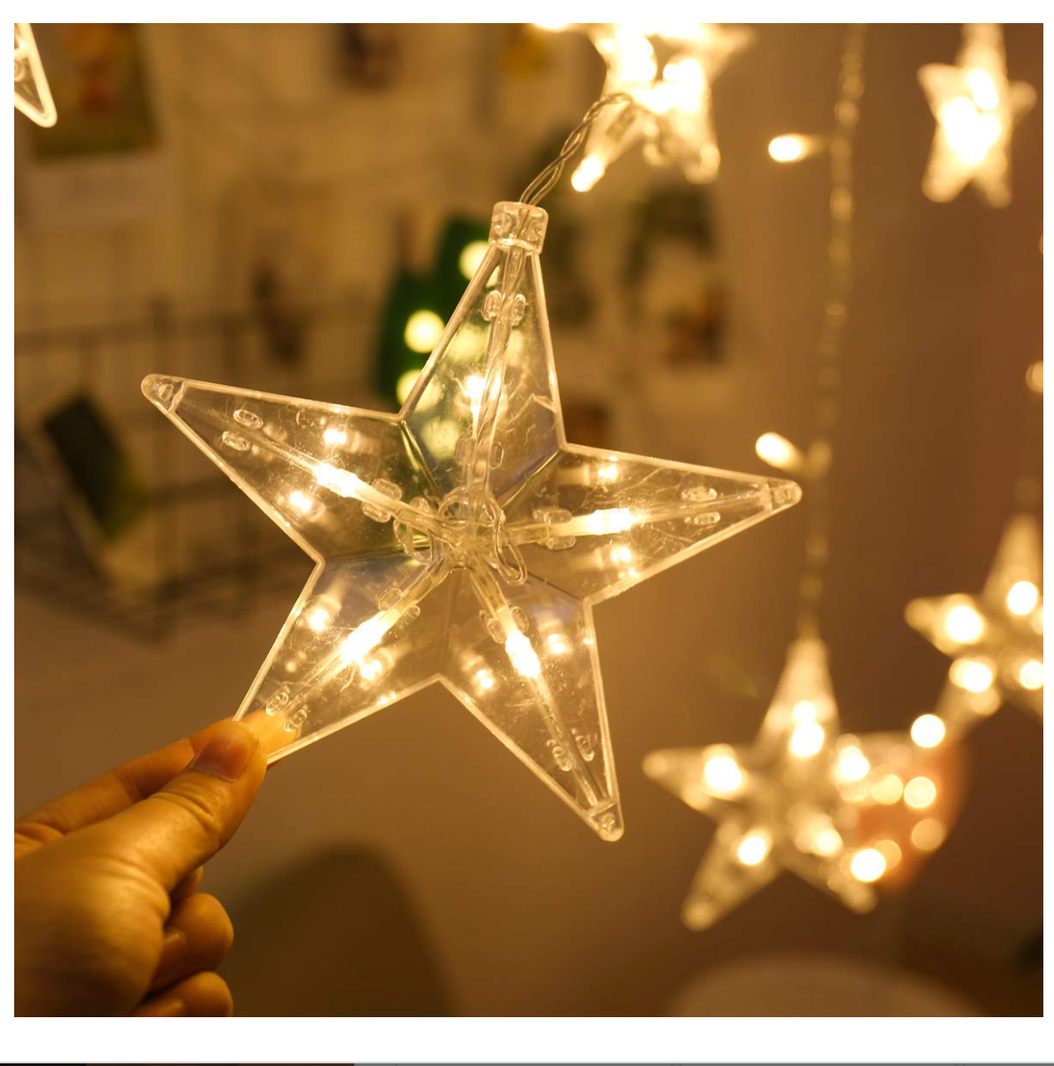 TMDA LED Star Curtain String Lights, Warm White, Decorative Window Hanging Lights for Home, Party, Wedding,Festivals (6 * 6 Lights