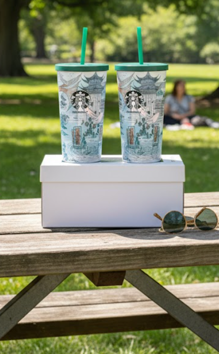 STARBUCKS PRINTED WHITE STAINLESS STEEL 800 ML