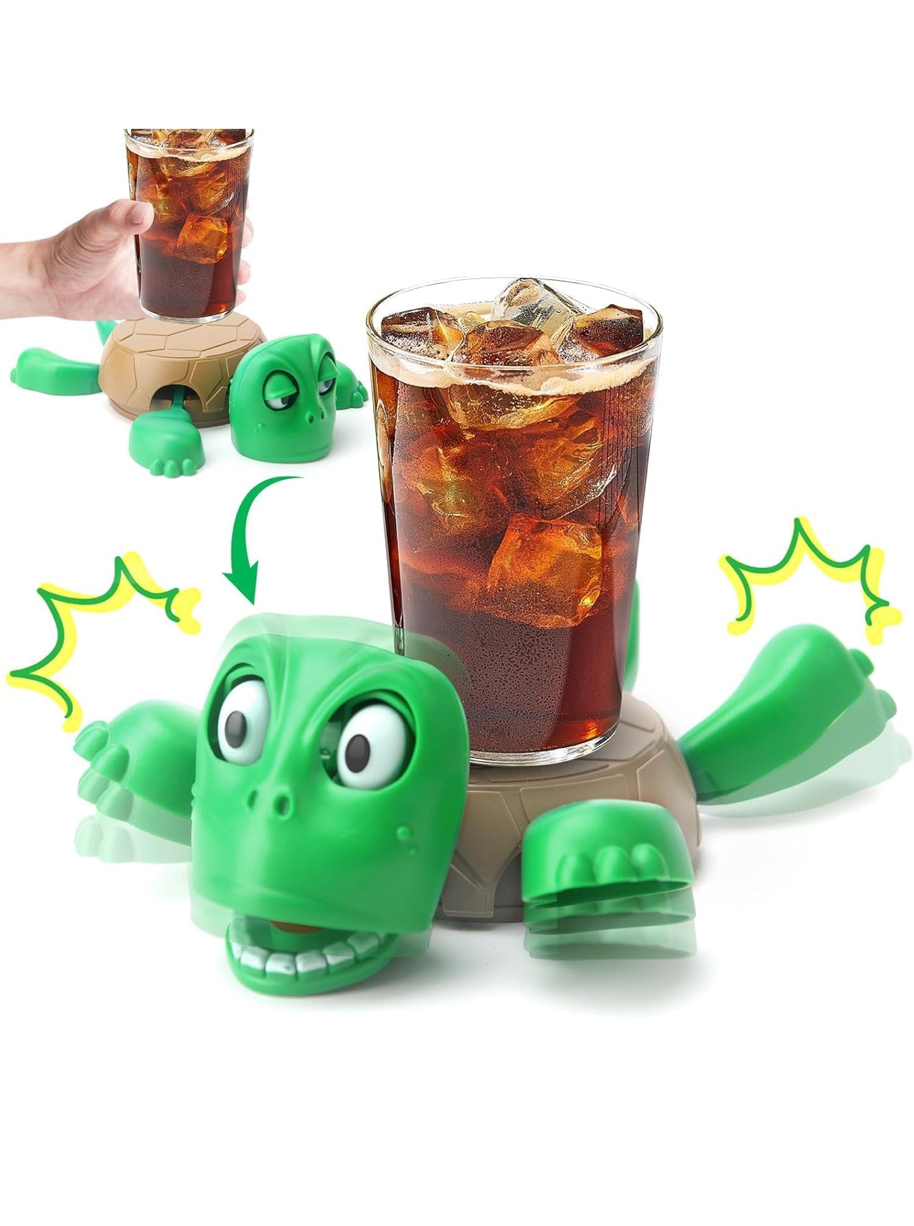 Little Ace Funny Turtle Drink Coaster – Interactive Tabletop Beverage Holder with Wiggling Head (Pack of 1)