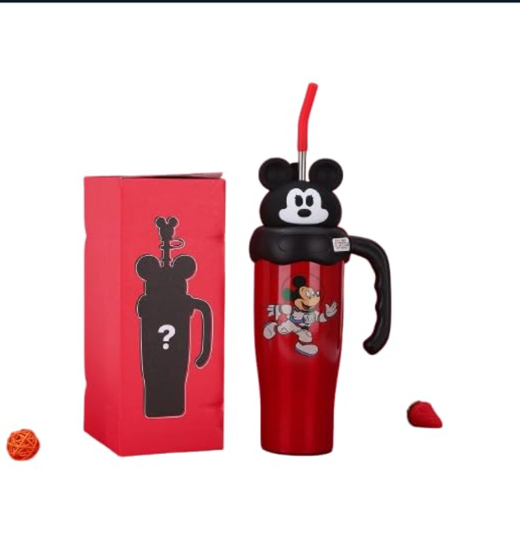 Mickey Mouse Stainless Steel Sipper With Straw