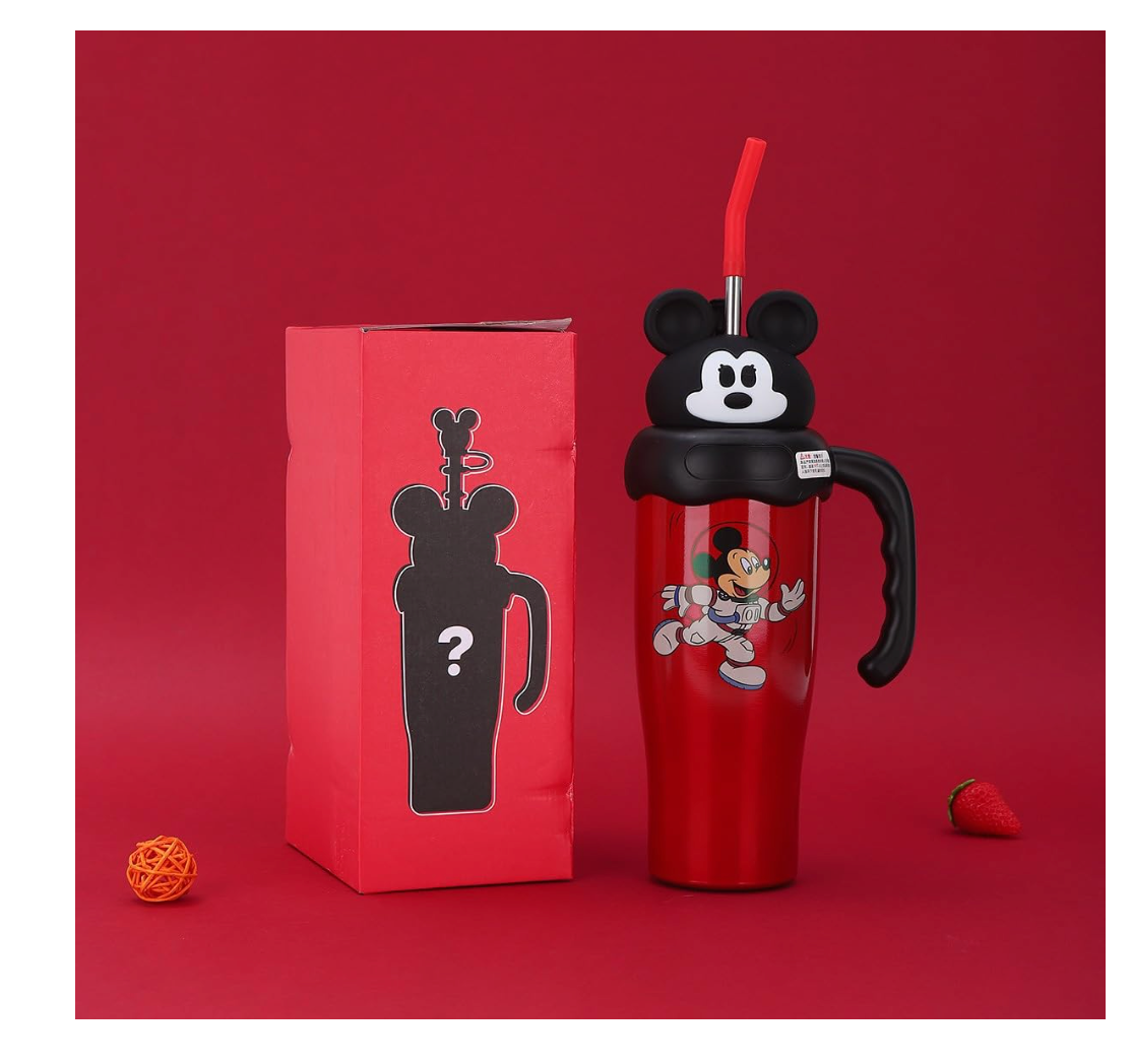 Mickey Mouse Stainless Steel Sipper With Straw
