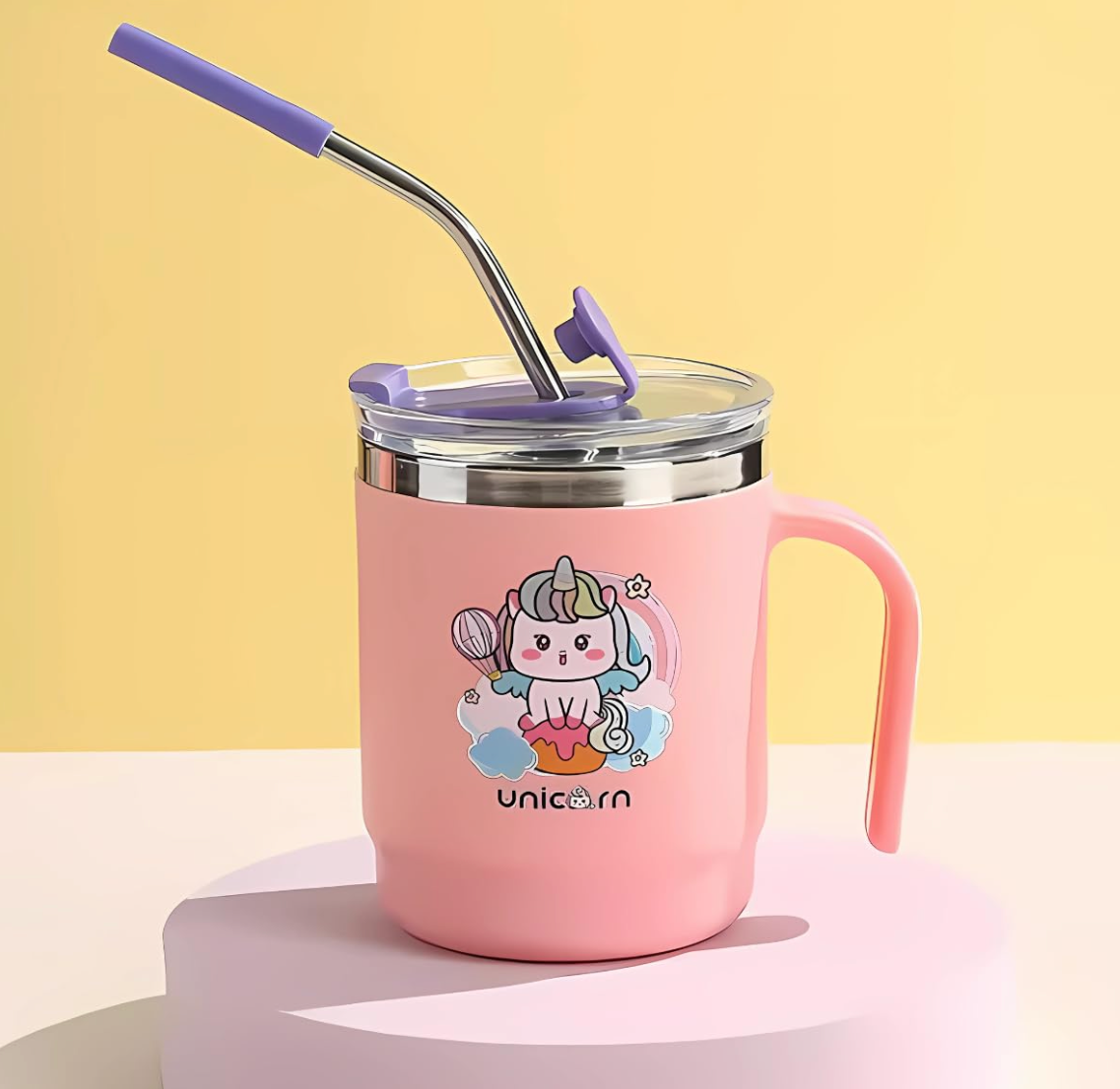 Stainless Steel Insulated Mug With Lid And Straw