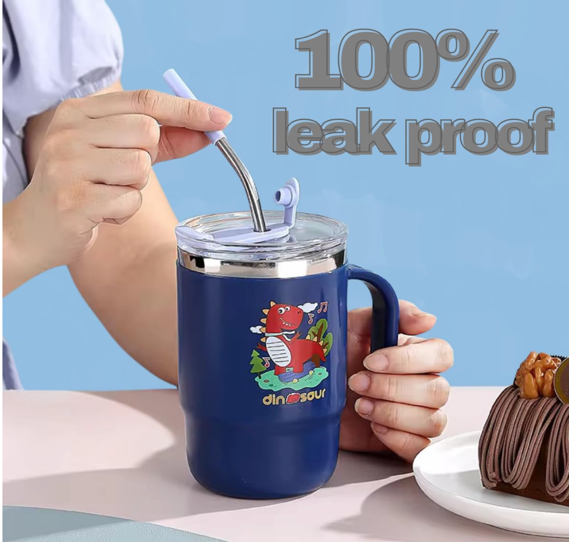 Stainless Steel Insulated Mug With Lid And Straw