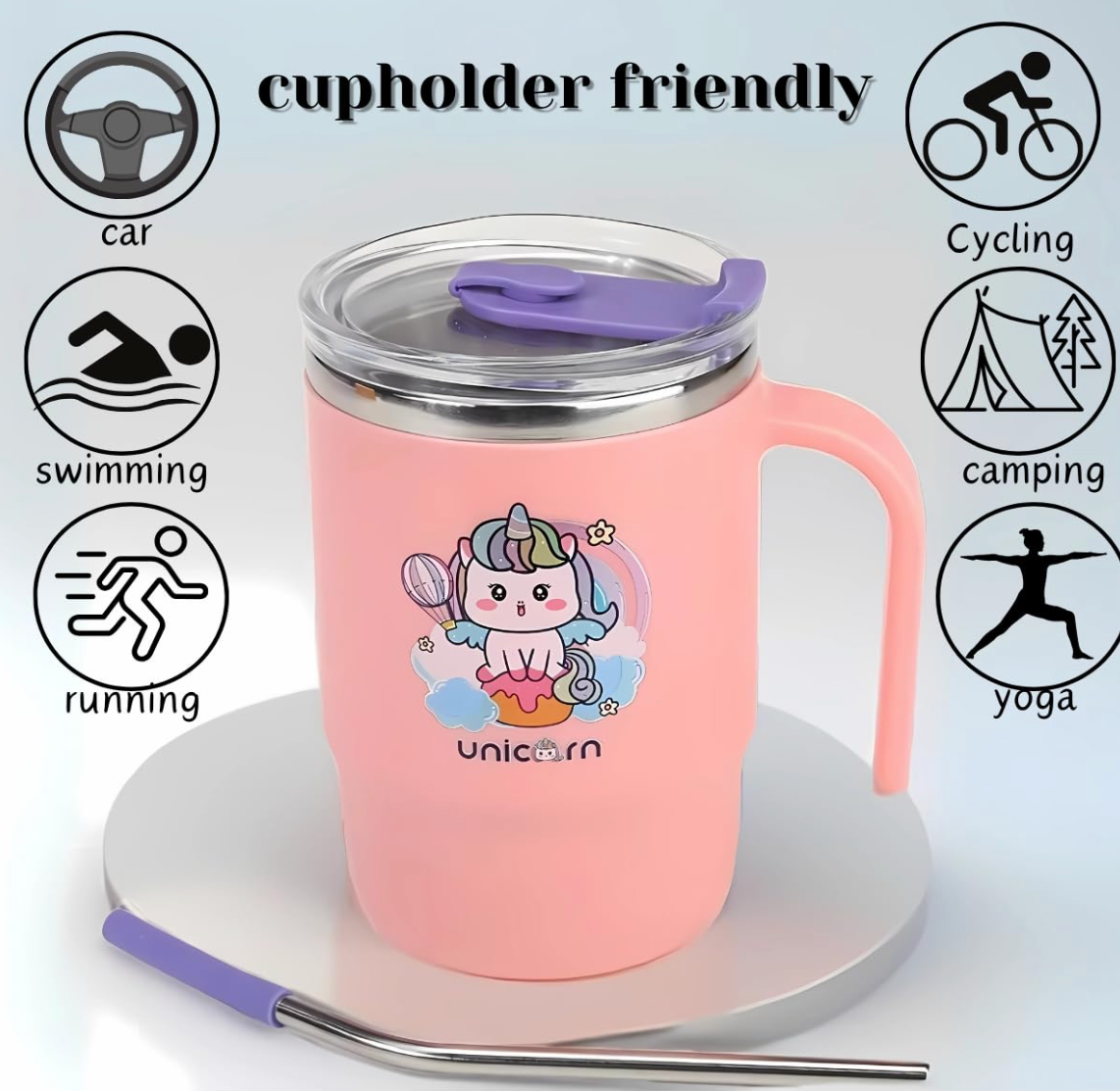 Stainless Steel Insulated Mug With Lid And Straw