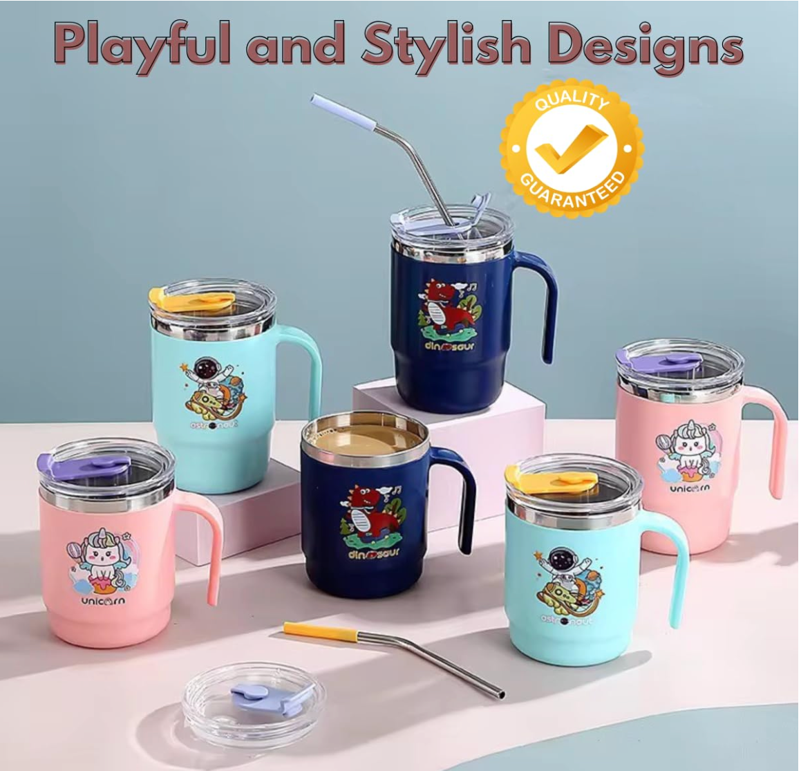 Stainless Steel Insulated Mug With Lid And Straw