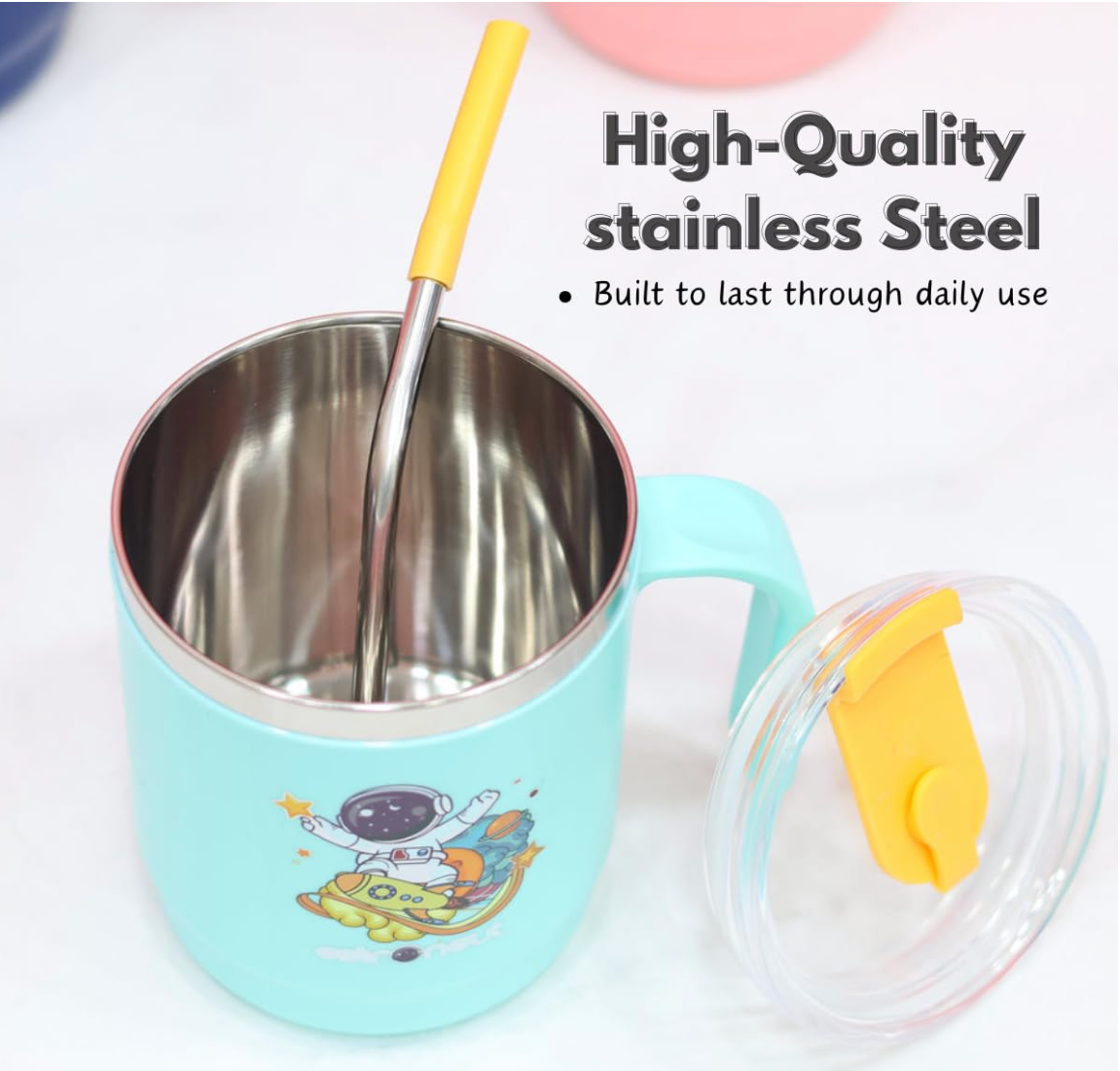 Stainless Steel Insulated Mug With Lid And Straw