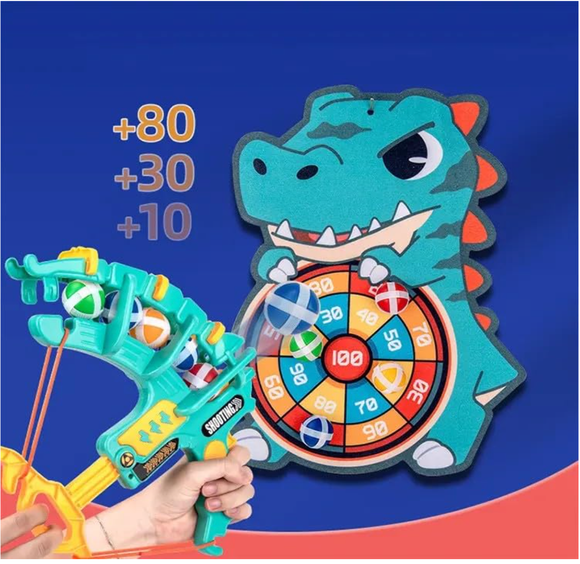Dinosaur Shooting Toy with Target Board & Soft Balls