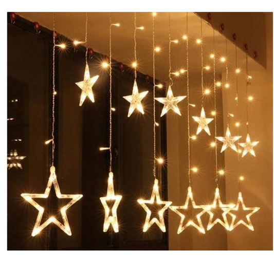 TMDA LED Star Curtain String Lights, Warm White, Decorative Window Hanging Lights for Home, Party, Wedding,Festivals (6 * 6 Lights