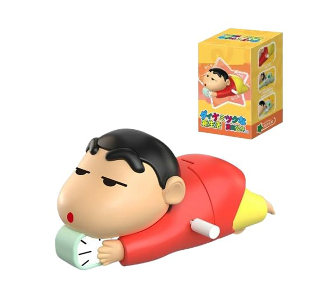 Shinchan Manual Clockwork Toy, 5CM Anime Character, Crawling Push Toy, Children's Birthday Gift Figure, Red and Yellow