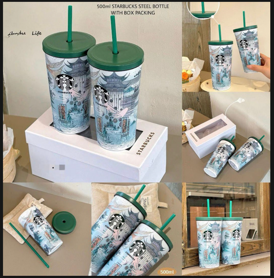 STARBUCKS PRINTED WHITE  STAINLESS STEEL 800 ML