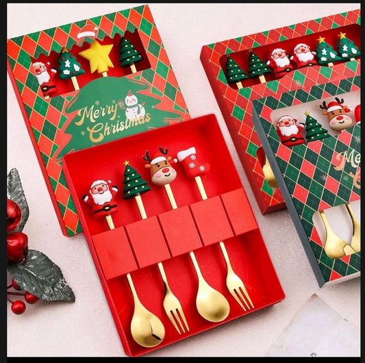 CHRISTMAS CUTLERY 4 pcs Spoon Fork Set