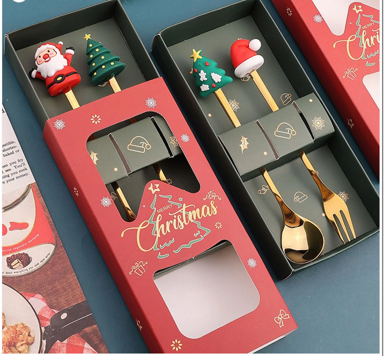 CHRISTMAS SANTA CUTLERY SET OF 2
