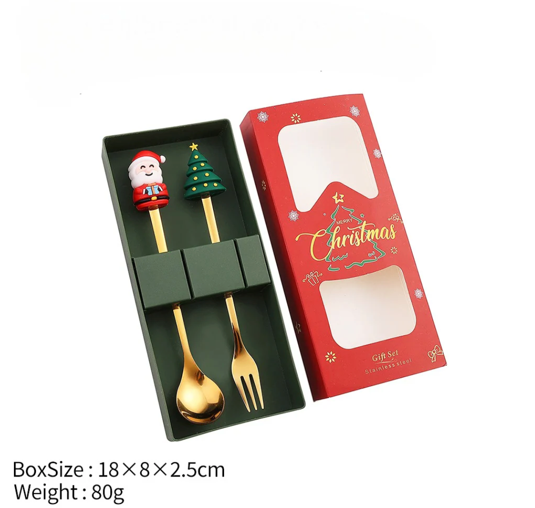 CHRISTMAS SANTA CUTLERY SET OF 2