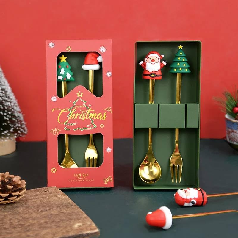 CHRISTMAS SANTA CUTLERY SET OF 2