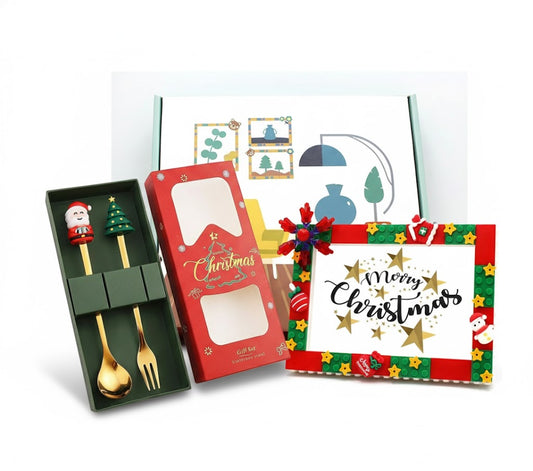CHRISTMAS COMBO- CHRISTMAS THEME LEGO FRAME AND CHRISTMAS CUTLERY