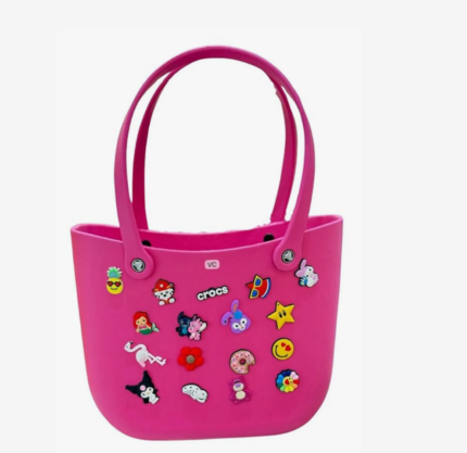 TMDA Decorative Tote Bag with Charms, Double Handle Design, COLOUR MAY VARY, 24 x 12 x 20 cm